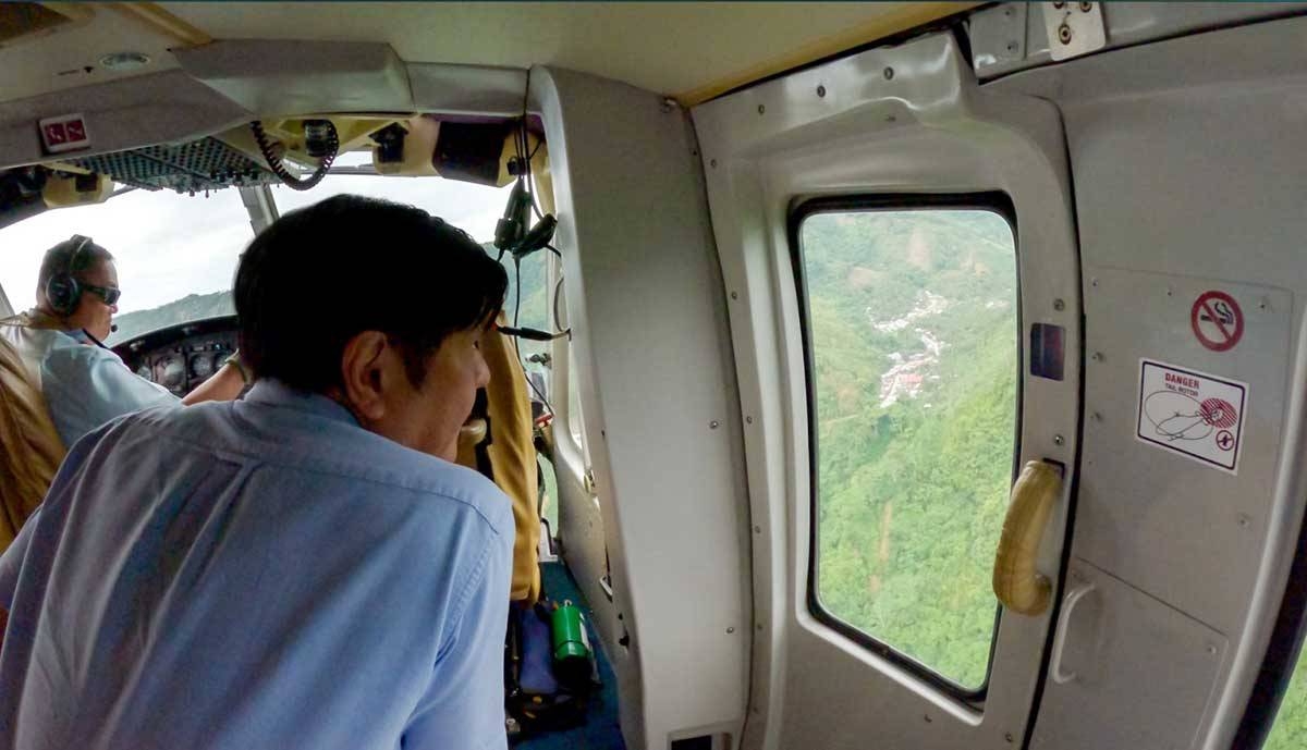 President Ferdinand Marcos Jr. inspects areas affected by the landslide. Contributed photo