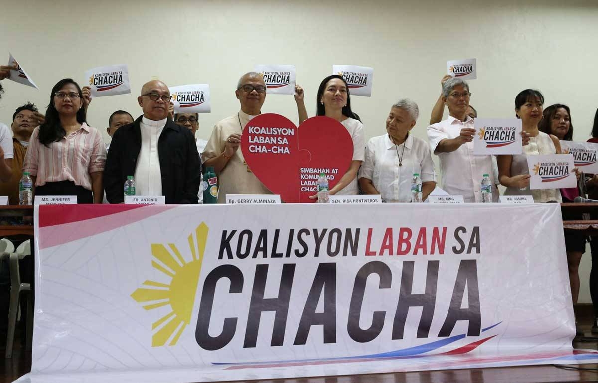 Religious and various group's launch ed Wednesday, February 14 at Knight's of Columbus, a coalition against a renewed push for Charter Change(Cha-Cha) which they said will not solve the country's contrary to its proponents.PHOTO BY: RENE H. DILAN