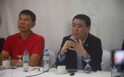 PhilHealth’s Role in Assisting Needy Patients REACHING OUT AGRI Party-list Rep. Wilbert Lee (right) and former presidential candidate Leodegario de Guzman talk about the need of the Philippine Health Insurance Corp. (PhilHealth) to reach out to more poor patients during a press conference in Quezon City on Friday, Feb. 16, 2024. PHOTO BY JOHN ORVEN VERDOTE