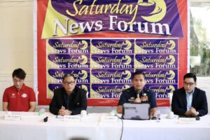 GOVERNMENT UPDATES. Presidential Communications Office Assistant Secretary and El Niño Task Force spokesperson Joey Villarama, Bureau of Fisheries and Aquatic Resources spokesperson Nazario Briguera, Philippine Coast Guard Commodore and spokesperson for the West Philippine Sea Jay Tarriela, and Bureau of Customs Deputy Commissioner Michael Fermin (from left) guest at the Saturday News Forum at Dapo Restaurant and Bar in Quezon City on Feb. 17, 2024. Villarama said the government is on a tight watch over food prices, water, and power supply as it anticipates the El Niño to affect more provinces by the end of February; Briguera said rotational deployment to the Scarborough Shoal or Bajo de Masinloc continues to support Filipino fisherfolk; Tarriela said the deployments are neither provocations nor attempts to escalate tensions with China but to protect Filipinos' rights; and Fermin said the Customs collected PHP106 billion in January. (PNA photo by Robert Oswald P. Alfiler)
