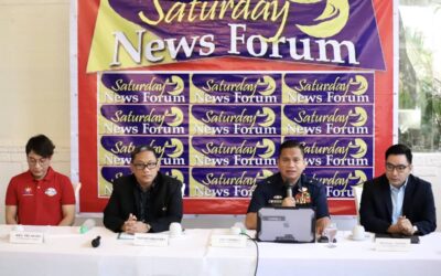 GOVERNMENT UPDATES. Presidential Communications Office Assistant Secretary and El Niño Task Force spokesperson Joey Villarama, Bureau of Fisheries and Aquatic Resources spokesperson Nazario Briguera, Philippine Coast Guard Commodore and spokesperson for the West Philippine Sea Jay Tarriela, and Bureau of Customs Deputy Commissioner Michael Fermin (from left) guest at the Saturday News Forum at Dapo Restaurant and Bar in Quezon City on Feb. 17, 2024. Villarama said the government is on a tight watch over food prices, water, and power supply as it anticipates the El Niño to affect more provinces by the end of February; Briguera said rotational deployment to the Scarborough Shoal or Bajo de Masinloc continues to support Filipino fisherfolk; Tarriela said the deployments are neither provocations nor attempts to escalate tensions with China but to protect Filipinos' rights; and Fermin said the Customs collected PHP106 billion in January. (PNA photo by Robert Oswald P. Alfiler)