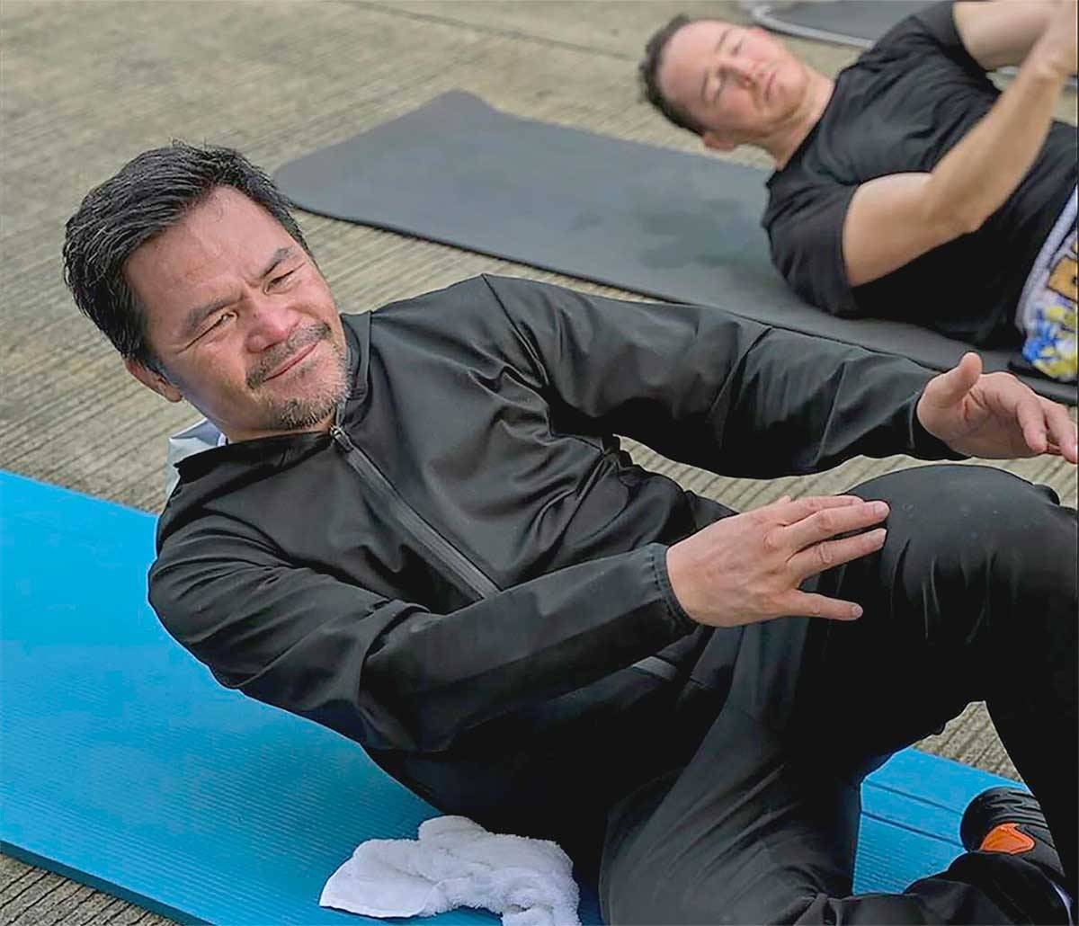 Rejected Emmanuel ‘Manny’ Pacquiao works out in General Santos City as part of buildup for his upcoming exhibition match against Thailand’s Buakaw Banchamek on April 20, 2024, in Bangkok. PHOTO FROM PACQUIAO’S INSTAGRAM ACCOUNT