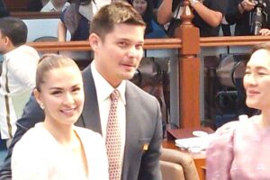Actor Dingdong Dantes and wife Marian Rivera arrive at the Senate to witness the passage of the Eddie Garcia bill. Photo by Bernadette Tamayo