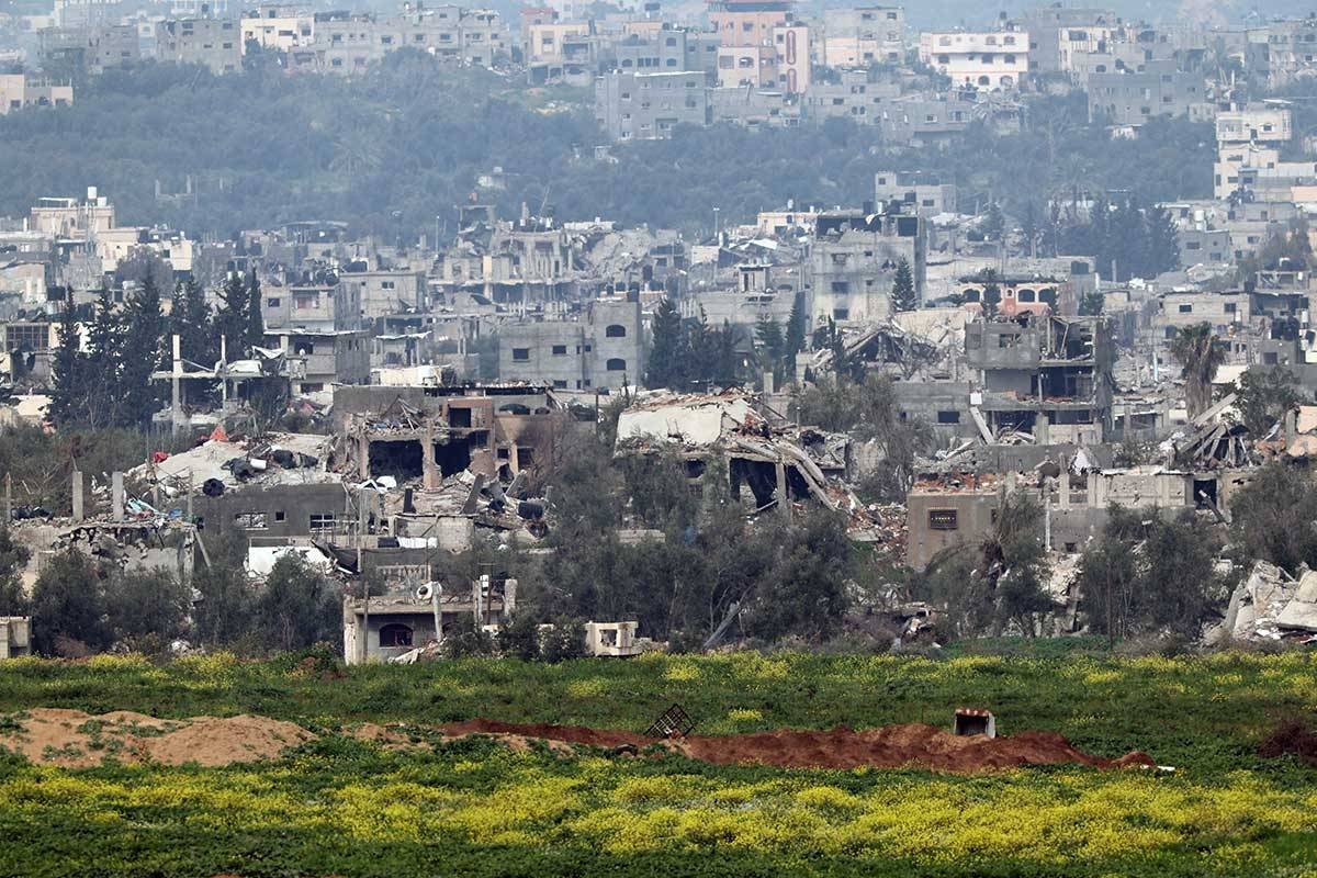 A picture taken from a position in southern Israel along the border with the Gaza Strip on February 23, 2024, shows destroyed buildings in Gaza amid ongoing battles between Israel and the Palestinian militant group Hamas.
JACK GUEZ / AFP