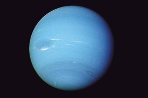 This August 1989 image provided by NASA shows the planet Neptune photographed by the Voyager 2 spacecraft, processed to enhance the visibility of small features. PHOTO FROM NASA via AP