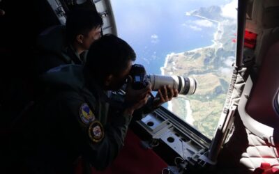 Security check Philippine Air Force personnel during the fly-by in Batanes on Monday, Feb. 26, 2024. Contributed photo