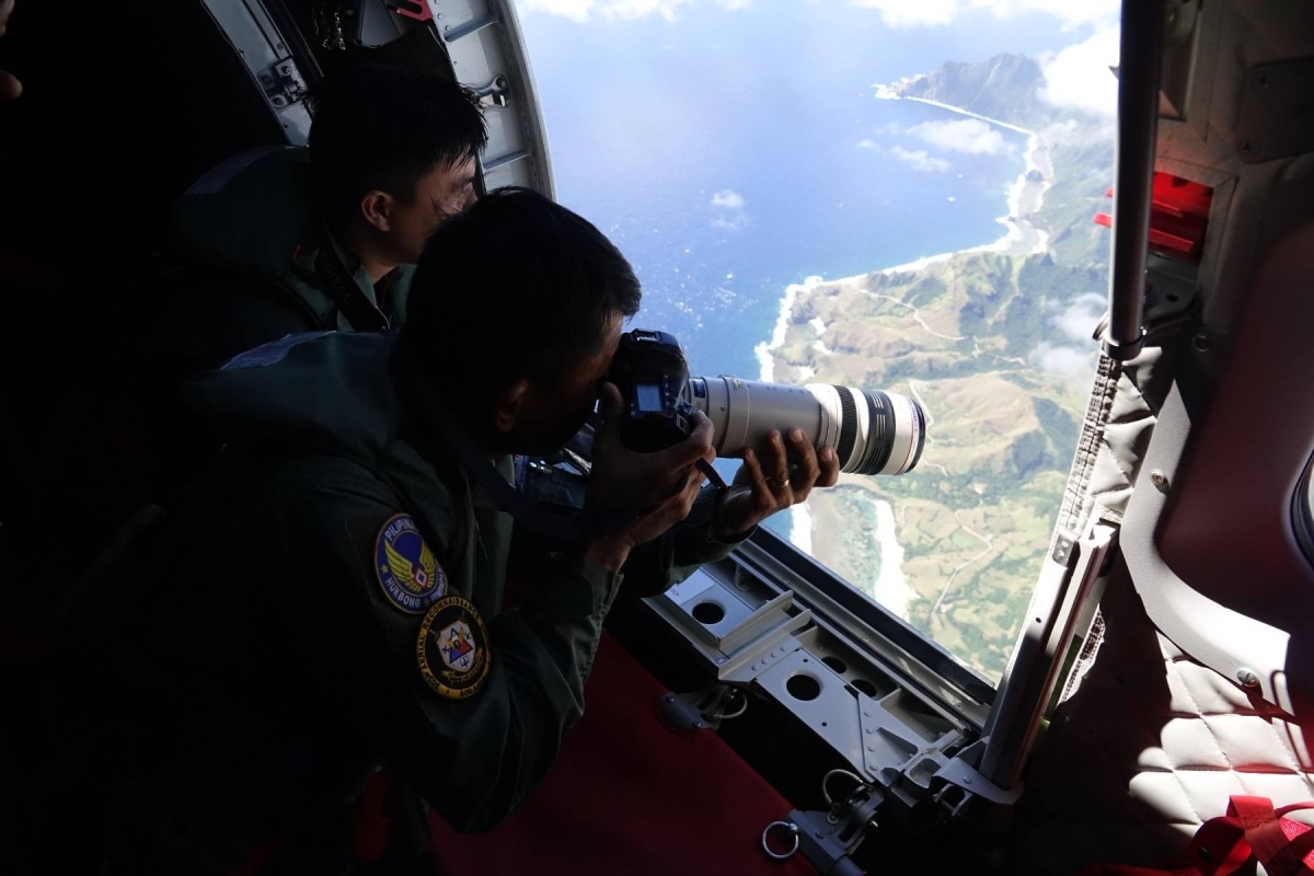 Security check Philippine Air Force personnel during the fly-by in Batanes on Monday, Feb. 26, 2024. Contributed photo