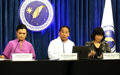 President Marcos Seeks Australia’s Help to Resolve South China Sea Disputes MEDIA CONFERENCE. Press Briefer Daphne Oseña-Paez (left) presides over the Malacañang Palace briefing in Manila on Tuesday (Feb. 27, 2024) with Department of Foreign Affairs Assistant Secretary Daniel Espiritu (center) and spokesperson Ma. Teresita Daza. They said President Ferdinand R. Marcos Jr.’s official trips, like his engagements in Australia on Feb. 28 and 29 and March 4 to 6, cement strategic partnerships and shared interests, especially in the economic and peace aspects. (PNA photo by Joan Bondoc)