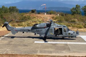 The Philippine Navy (PN) test fires the door-mounted.50 caliber heavy machine guns of its AW-159 Wildcat anti-submarine helicopter during actual in-flight drills at the Marine Base Gregorio Lim firing range in Ternate, Cavite on February 26, 2024. PHOTO BY ARMED FORCES OF THE PHILIPPINES WESTERN COMMAND PUBLIC INFORMATION OFFICE