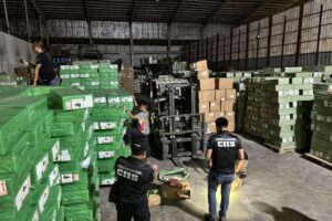 SEIZED VAPES Intelligence agents of the Bureau of Customs inspect one of the Malabon warehouses that yielded illegal imported e-cigarettes or vapes from China on Friday, March 1, 2024. CONTRIBUTED PHOTO