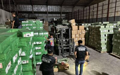 SEIZED VAPES Intelligence agents of the Bureau of Customs inspect one of the Malabon warehouses that yielded illegal imported e-cigarettes or vapes from China on Friday, March 1, 2024. CONTRIBUTED PHOTO