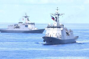 PHILIPPINES’ OWN The Philippine Navy (PN) test-fires the Mistral 3, the country’s first surface-to-air missile system in Zambales on Friday, May 19, 2023. President Ferdinand Marcos Jr. (not in photo) witnessed the PN Capability Demonstration aboard the BRP Davao del Sur. PHOTO BY RENE H. DILAN