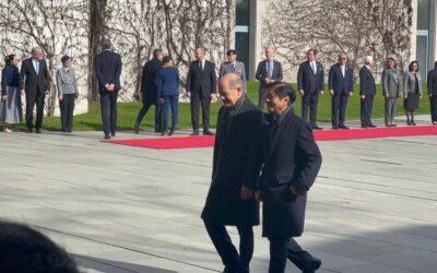 IN STEP President Ferdinand Marcos Jr., who is in Berlin for a working visit, walks with German Chancellor Olaf Scholz at The Chancellery on Tuesday morning, March 12, 2024. PHOTO BY CATHERINE S. VALENTE