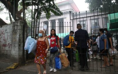 The nurses evacuated their patients due to a fire at the Philippine General Hospital (PGH) Main Building on Wednesday, which reached the 3rd alarm. The said fire continues to be extinguished. PHOTO BY: RENE H. DILAN
