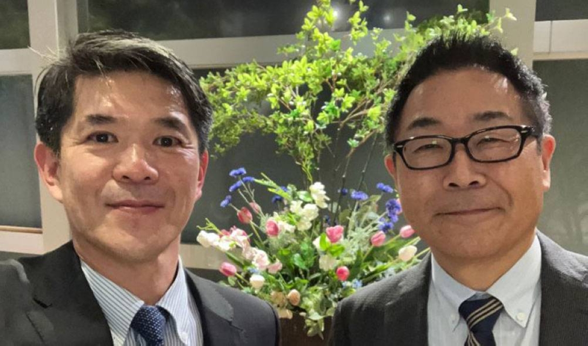 Incoming Japanese Ambassador Endo Kazuya (left) with his predecessor Koshikawa Kazuhiko CONTRIBUTED PHOTO