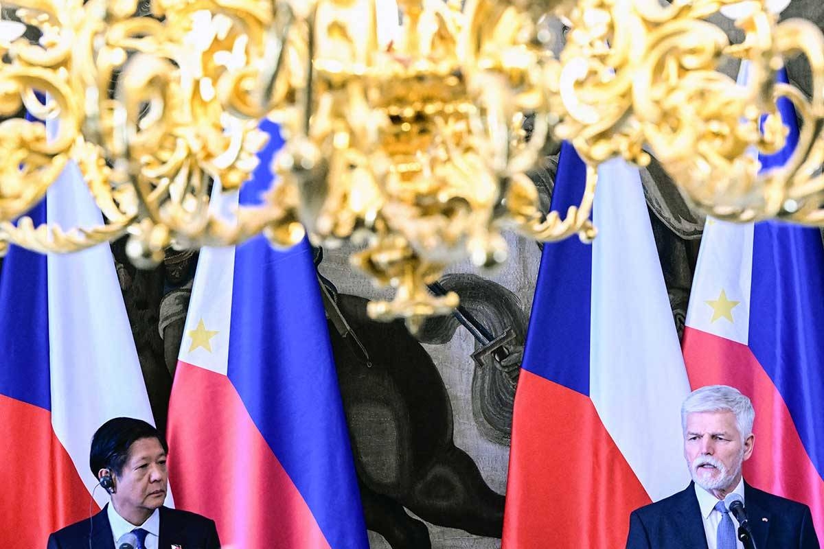 President of the Philippines Ferdinand Marcos (L) and Czech President Petr Pavel address a joint press conference after a meeting at Prague Castle on March 14, 2024 in the Czech capital. Michal Cizek / AFP