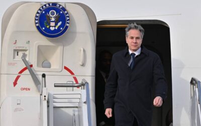 US Secretary of State Antony Blinken arrives at the Osan Air Base in Pyeongtaek, South Korea, on Sunday, March 17, 2024. AFP PHOTO