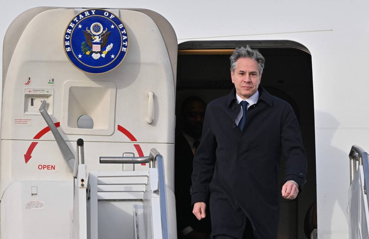 US Secretary of State Antony Blinken arrives at the Osan Air Base in Pyeongtaek, South Korea, on Sunday, March 17, 2024. AFP PHOTO