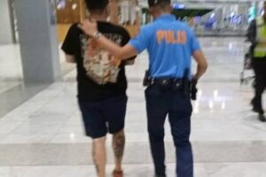 Alvin Juvert Rojo was taken to the PNP - Aviation Security Unit office at NAIA Terminal 2 after drugs were found in his possession. CONTRIBUTED PHOTO
