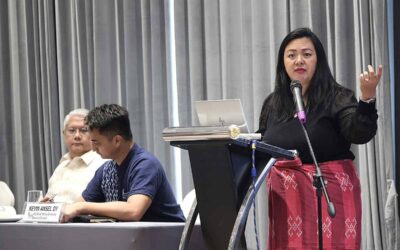 BOOSTING READING National Book Development Board Executive Director Charisse Aquino-Tugade talks about the results of the 2023 National Readership Survey on Thursday, March 21, 2024. With her are NBDB Chairman Dante ‘Klink’ Ang 2nd and Kevin Ansel Dy, chief of the Policy and Industry Research Division. PHOTO BY ISMAEL DE JUAN