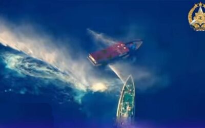 MIGHT OVER RIGHT The Unaizah May 4, a Philippine supply boat, sustains heavy damage when two Chinese Coast Guard vessels fired water cannons near Ayungin Shoal at 8:38 a.m. on Saturday, March 23, 2024, the Philippine Coast Guard (PCG) said. VIDEO COURTESY OF PCG