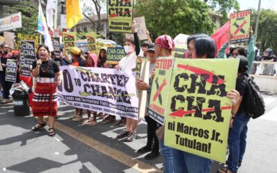Title: Advocates Persist in Pursuit of Constitutional Amendments for Economic Growth Multisectoral groups hold separate protest actions against Charter change on Friday, Feb. 23, 2024. Indigenous Peoples (IP) and Bangsamoro organizations rally in Mendiola against the proposed amendments that allegedly threaten their ancestral lands and territories. A group of teachers, professor, and staff announced in a press conference in Quezon City that they formed the Teachers and Educators Against Cha-cha (Teach) to raise awareness about the perils of amending the 1987 Constitution.
PHOTO BY RENE H. DILAN AND ISMAEL DE JUAN