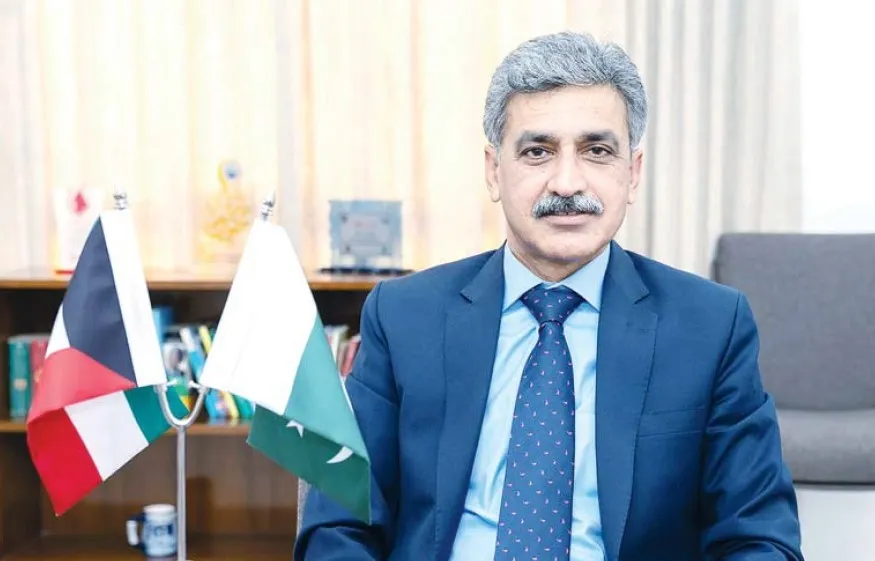 Pakistan and Kuwait see improvements in their bilateral relations. 1 pakistan and Kuwait flag along with Ambassador Malik Muhammad Farooq