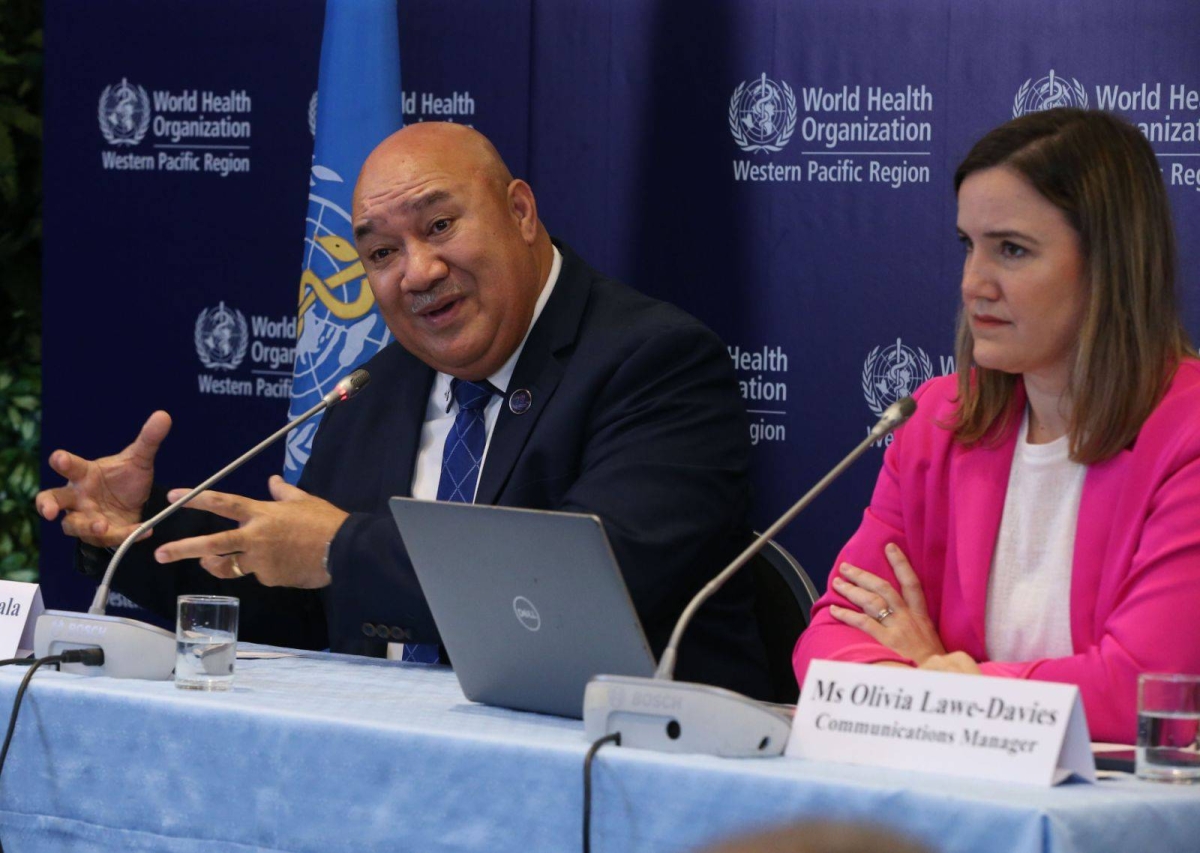 Dr. Saia Ma'u Piukala, World Health Organization (WHO) Western Pacific Regional director (left), says there is a 'huge immunization gap' during the Covid-19 pandemic that led to an increase in the incidence of diseases such as measles and pertussis in the region, especially in the Philippines. With Piukala at the press conference on Friday, April 5, 2024 was Olivia L. Davies, WHO communications manager. Also present were Dr. Babatunde Olowukure, regional emergencies director; Dr. Rui Paulo de Jesus, WHO Philippines representative; and Dr. Rajendra Yadav, Integrated Communicable Diseases coordinator, who also shared their thoughts on the pandemic and its effects on children's immunization.
PHOTOS BY RENE H. DILAN