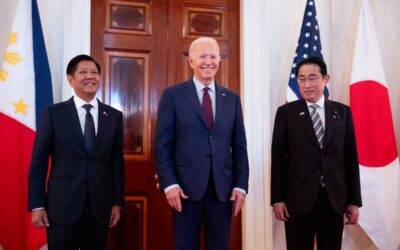 China’s Call to Stop Interference in Domestic Affairs: Tensions Over Bloc Politics and Territorial Disputes President Joe Biden holds a trilateral meeting with Japanese Prime Minister Fumio Kishida (R) and Filipino President Ferdinand Marcos (L) at the White House on April 11, 2024 in Washington, DC. Leaders from the three nations are meeting in a first-ever trilateral summit in a show of solidarity as China's assertiveness in the South China Sea has raised tensions in the region. Andrew Harnik/Getty Images/AFP