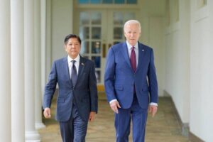 ALLIES Philippine President Ferdinand Marcos Jr. and US President Joe Biden meet at the White House in Washington, D.C. on Friday, April 12, 2024 (local time). The two leaders were part of a trilateral summit with Japanese Prime Minister Fumio Kishida to enhance economic and defense cooperation between their countries in the wake of mounting global challenges, especially in the Indo-Pacific Region. PHOTO COURTESY OF MPC