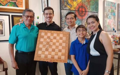 From left are Chess Hall of Fame Grandmaster Eugene Torre, Quezon City First District Rep. Arjo Atayde, Jay Ruiz, his son Gab and wife Marjorie Fe at the Sentro Artista Art Hub in Quezon City. CONTRIBUTED PHOTO