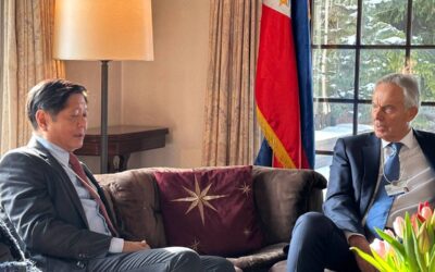President Ferdinand Marcos Jr. and former UK Prime Minister Tony Blair Discuss Collaboration and Peace Efforts in the Philippines They meet again President Ferdinand Marcos Jr. meets with former UK prime minister Tony Blair in Davos, Switzerland on Tuesday, Jan. 17, 2023. Contributed photo