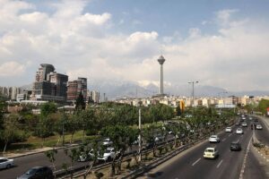 A general view shows the Milad Telecommunications Tower in Iran's capital Tehran on April 19, 2024. World leaders appealed for calm on April 19 after reported Israeli retaliation against Iran added to months of tense spillover from the war in Gaza, with Iranian state media reporting explosions in the central province of Isfahan. Atta KENARE / AFP