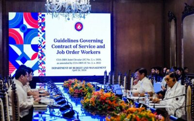 President Ferdinand Romualdez Marcos Jr. presides over a sectoral meeting on Agenda on Guidelines Governing the Contract of Service and Job Order Workers in the Government in Malacanang Palace on Wednesday, April 24, 2024.  Photos by Yummie Dingding / PPA POOL