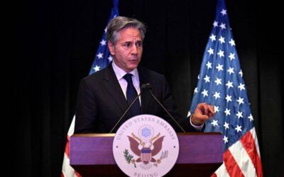US Secretary of State Antony Blinken speaks during a press conference at the US embassy in Beijing on April 26, 2024.
WANG Zhao / AFP