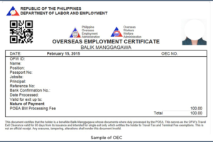 Overseas Employment Certificate Sample
