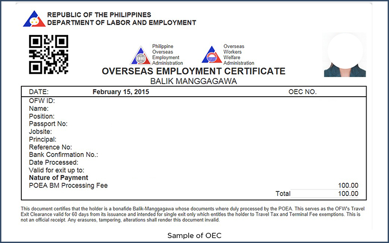 Overseas Employment Certificate Sample