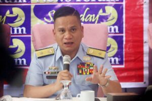 MARINE STUDY Commo. Jay Tarriela, spokesman for the National Task Force-West Philippine Sea, presents the results of a Marine Resources Assessment conducted on Pag-asa Island in March. In a press conference on Saturday, May 4, 2024, Tarriela, along with Jay Batongbacal, a maritime law expert, and Dr. Jonathan Anticamara of the University of the Philippines Institute of Biology, said that the island near the WPS was in a ‘degraded’ state with low coral and fish diversity and abundance. While the findings did not explicitly identify China as the responsible party, ‘only China has access, with its Coast Guard and Maritime Militia frequently observed swarming the area,’ said Tarriela. PHOTO BY JOHN ORVEN VERDOTE