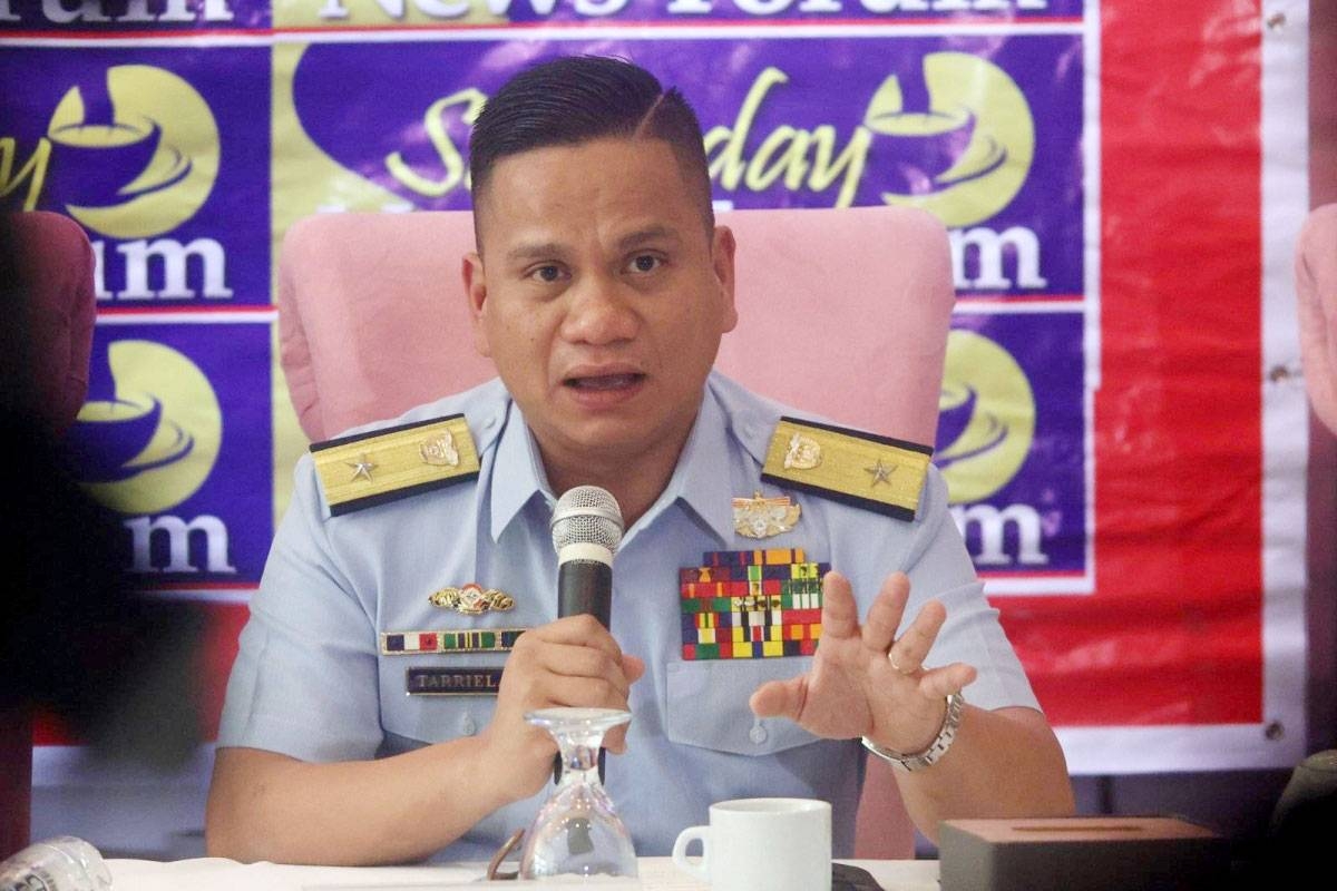 MARINE STUDY Commo. Jay Tarriela, spokesman for the National Task Force-West Philippine Sea, presents the results of a Marine Resources Assessment conducted on Pag-asa Island in March. In a press conference on Saturday, May 4, 2024, Tarriela, along with Jay Batongbacal, a maritime law expert, and Dr. Jonathan Anticamara of the University of the Philippines Institute of Biology, said that the island near the WPS was in a ‘degraded’ state with low coral and fish diversity and abundance. While the findings did not explicitly identify China as the responsible party, ‘only China has access, with its Coast Guard and Maritime Militia frequently observed swarming the area,’ said Tarriela. PHOTO BY JOHN ORVEN VERDOTE