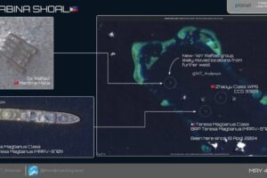 Image shows location of the Chinese vessels. IMAGE BY MT ANDERSON/PLANET LABS