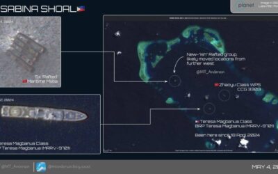 Image shows location of the Chinese vessels. IMAGE BY MT ANDERSON/PLANET LABS