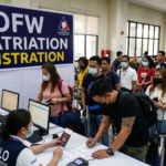 image where OFWs fall in line