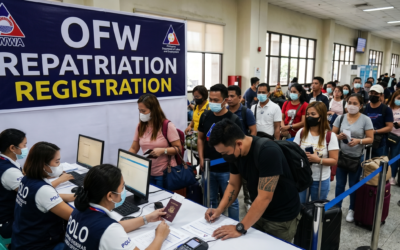 image where OFWs fall in line