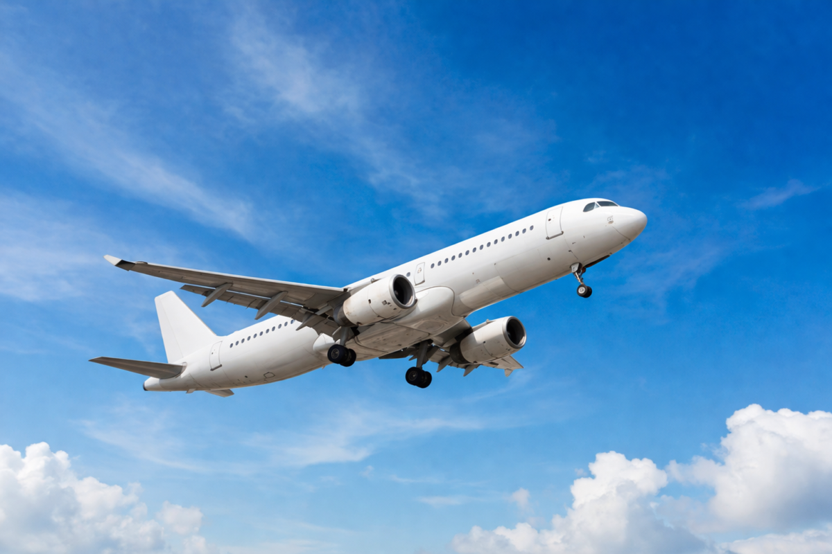 plane soaring in the skies